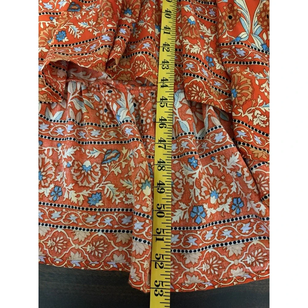 Petal & Pup Woman's Dress Size M Orange Floral Boho Bohemian Cottagecore Smocked